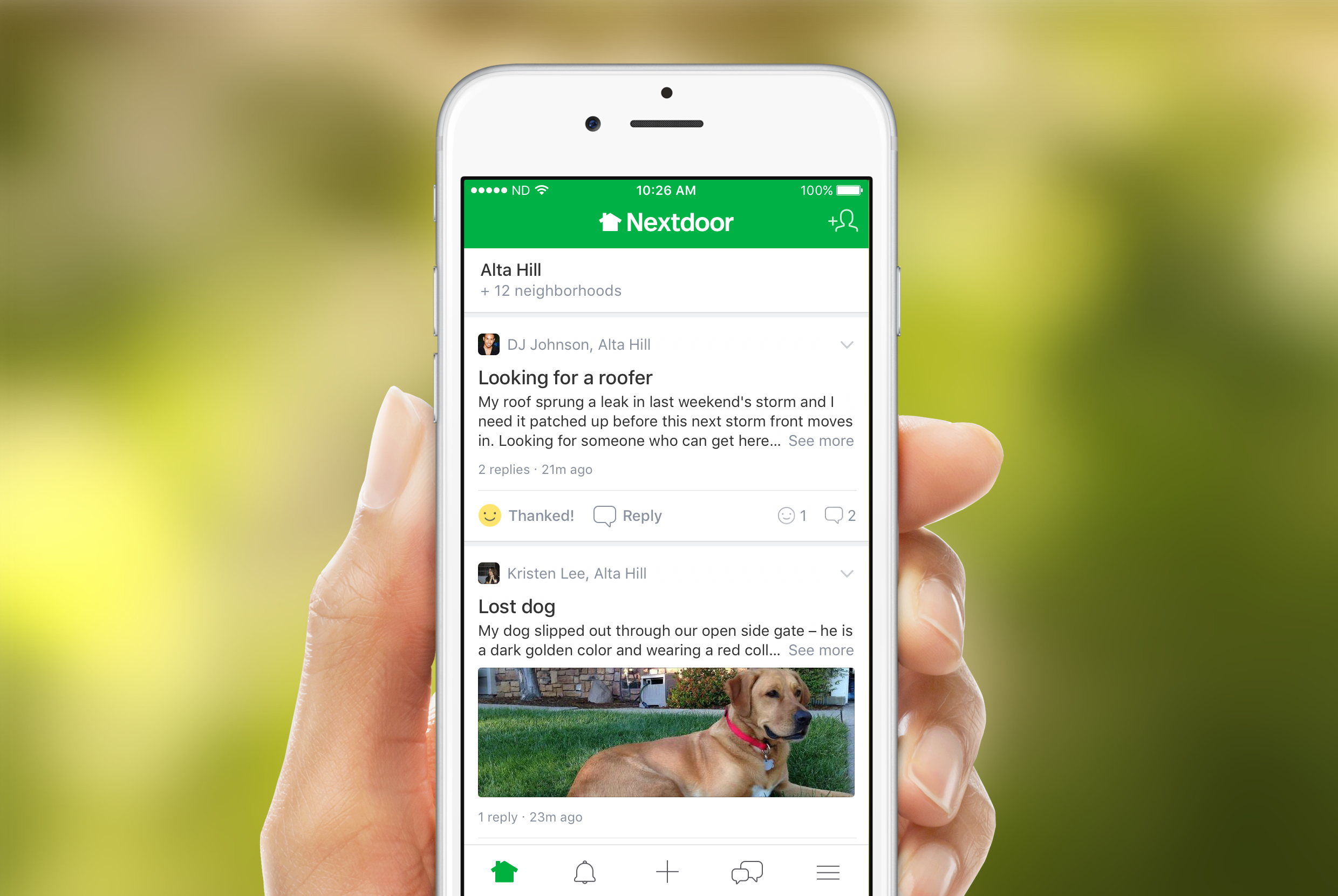 Nextdoor iPhone app Example